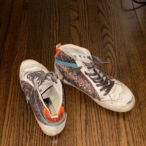 Golden Goose Glitter High-Top Sneakers - Brown and White